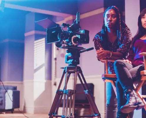 Two Women on set