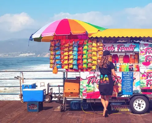 Woman at Booth on Santa Monica Pier