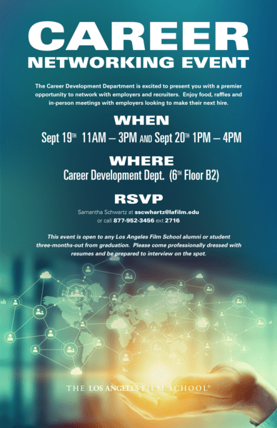 career networking event the los angeles film school networking event flyer