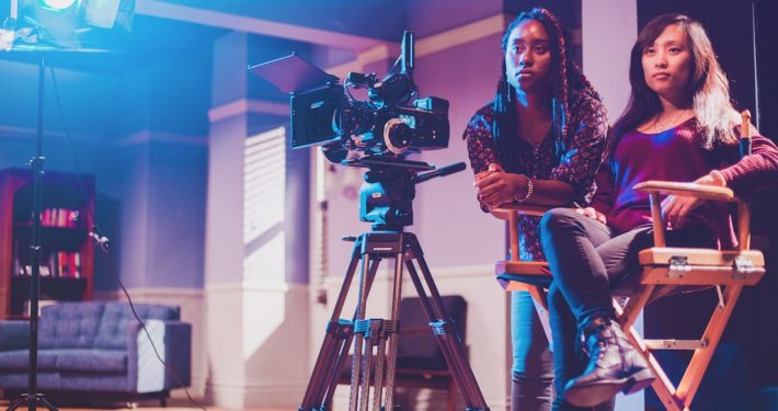 Two Women on set