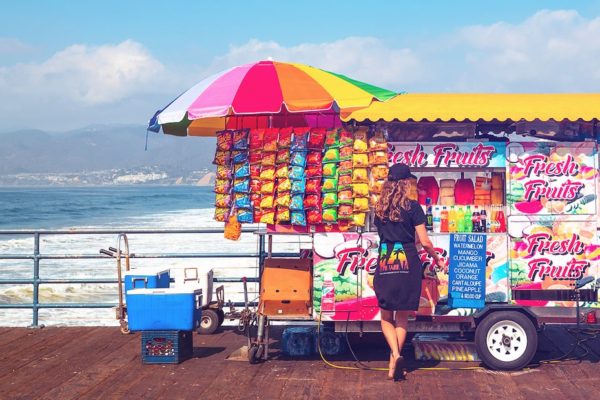 Woman at Booth on Santa Monica Pier