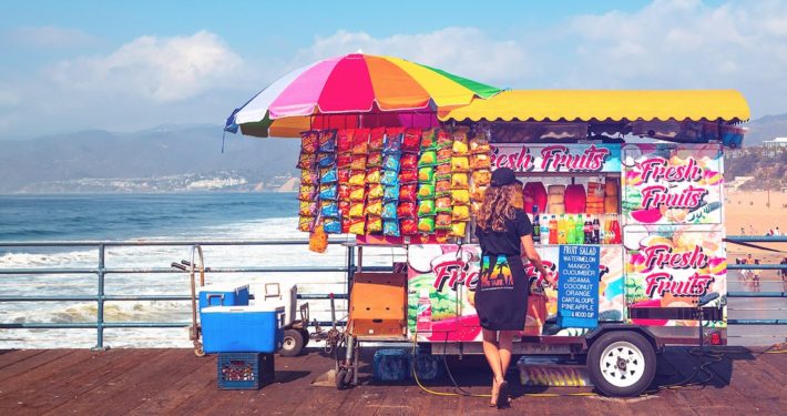 Woman at Booth on Santa Monica Pier