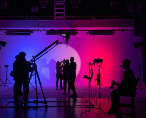 Film production set at LA Film School illustrating thought leadership in creative media entertainment education