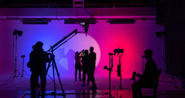 Film production set at LA Film School illustrating thought leadership in creative media entertainment education