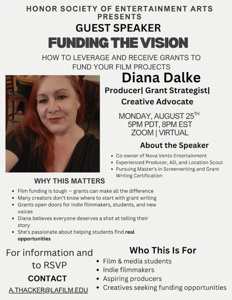 Diana Dalke – Producer | Grant Strategist | Creative Advocate - Flyer