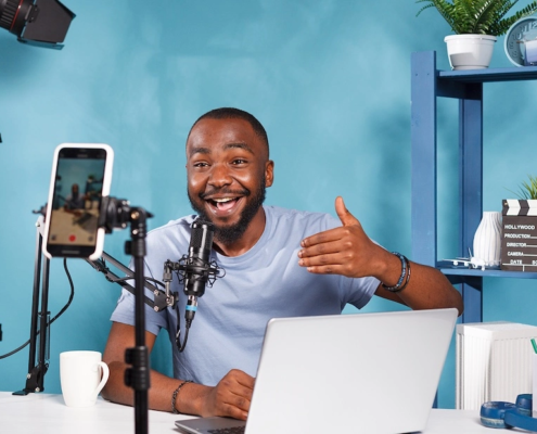 Rise of the Creator Economy. Man livestreaming