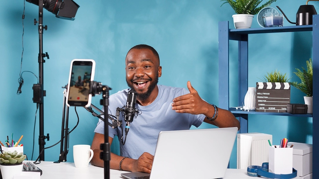 Rise of the Creator Economy. Man livestreaming