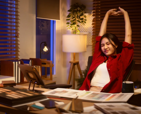 woman relaxing and recharging creatively